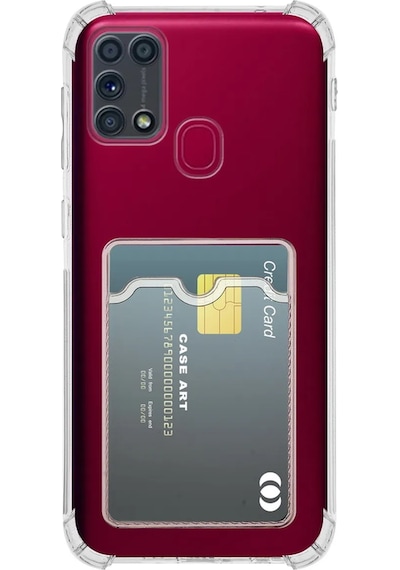 Samsung Galaxy Uyumlu M31 Kapak Kamera Korumalı Kartlıklı Darbe Emici Özellikli Şeffaf Silikon Kılıf