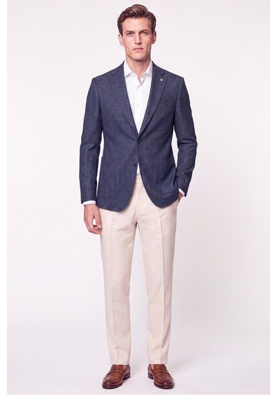 Comfort Fit Torba Cep Esnek Pamuklu Lacivert Blazer Ceket C 740