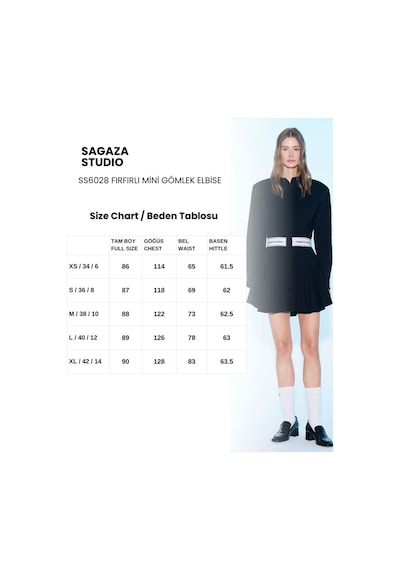 Sagaza Studio Ss6028 Chrısty Mini Gömlek Elbise Siyah