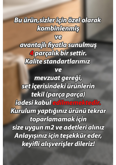 Porsima 0775 Antrasit Geçmeli Plastik Yer Karosu 4'lü Set Kaymaz Izgaralı Balkon, Banyo & Teras Zemin Karo 40x40 Cm
