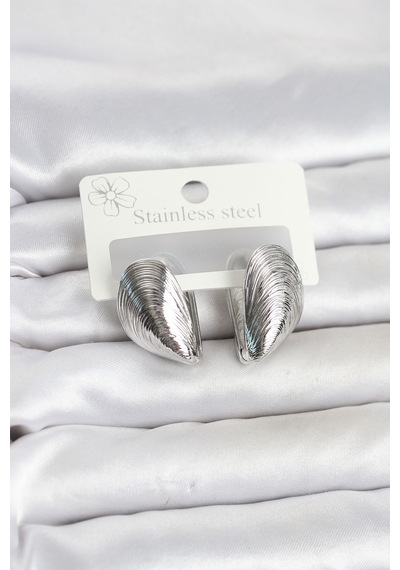 316l Çelik Gümüş Renk Midye Model Kadın Küpe