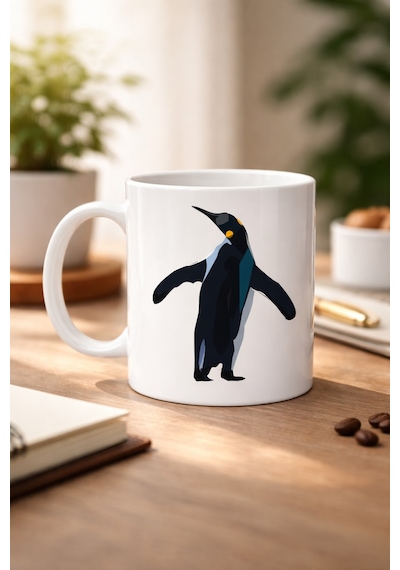 Nihilist Penguen Tasarımlı Porselen Kupa Model 159 Sürüden Ayrılanlara Özel Minimalist Kahve Kupası Özg Düz Renkli