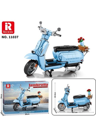 Reobrix Creator 11037 Retro Scooter Lambretta V200 Special Mavi Yaratıcı Yapı Blok Seti Building Blocks - 1169 Parça