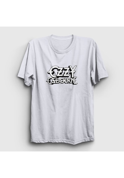 Presmono Unisex Logo Ozzy Osbourne T-shirt Beyaz