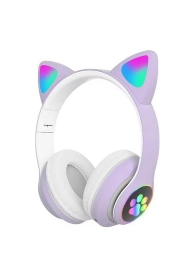 H10 Cat Kedili Led Işıklı Kafaüstü Bluetooth Kulaklık Lila Mor