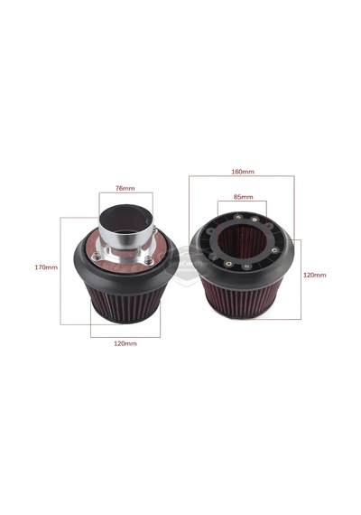 Apexi Universal Performans Ve Ses Arttırıcı Aparatlı Açık Hava Filtresi Seti +6 Hp Dual Funnel Kırmızı 76 Mm