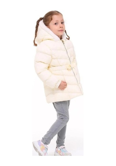 Benitto Kız Çocuk Beli Kemerli İçi Peluş Detaylı Mont-14761 KREM
