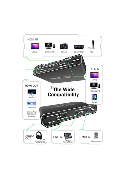 Lemorele Ac09 4k 60hz Hdmı Video Capture Card - Obs Twitch Yayıncı Ses/görüntü Yakalama Kartı  Gecikme Ps5 / Xbox / Pc / Mac / Kamera Uyumlu
