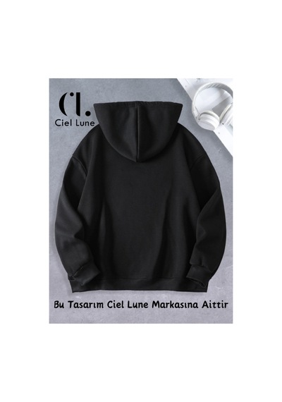 Ciel Lune Nevermind Unisex Kadın Erkek Özel Tasarım Baskılı Kapşonlu Sweatshirt Siyah Siyah Ciel Lune Nevermind Unisex Kadın Erkek Özel Tasarım Baskılı Kapşonlu Sweatshirt Siyah Siyah