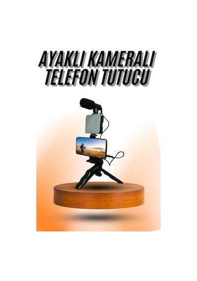 Telefon - 366 - Tutucu Mini Mikrofonlu Tripod Vlog - Csmo-tex - Çekim Video