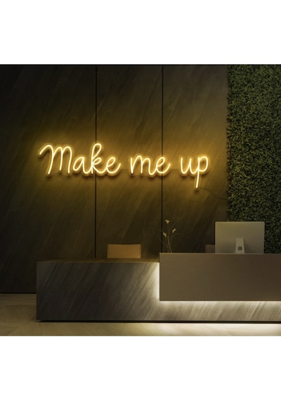 Make Me Up Yazılı Neon Tabela Sarı