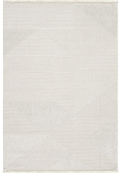 Venti 191454 Krem - Modern Daire Desenle Krem Halı Estetiği Krem