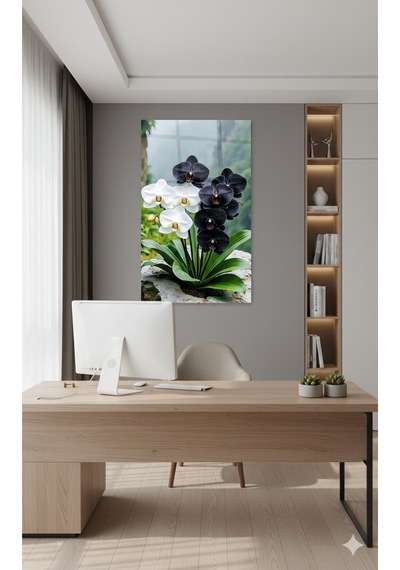 Sadelik Ve Şıklığın Buluşması: Siyah Beyaz Orkide Cam Tablo