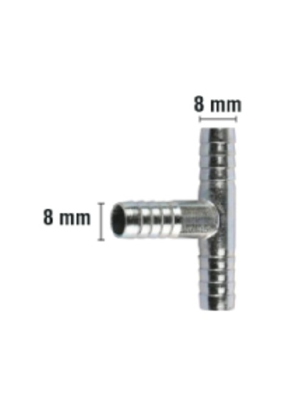 Rakor Metal T Tip Hortum İçin 8mm 2 Adet 5"