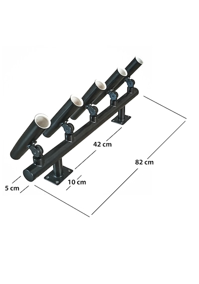 Tekne Olta Ve Kamış Tututucu 5 Li Krom Siyah