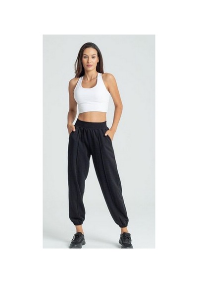 Winmoda34 Jogger Bol Kesim Kalın 3 Iplik Şardonlu Eşofman Altı Kadın Siyah-çımalı
