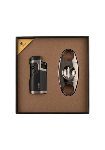 Cohiba 4 Torch Siyah Çakmak Siyah V Kesici İkili Puro Seti Tr9840