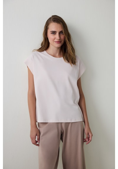 Penti Bej Weekend Time Bisiklet Yaka Pamuklu Kısa Kollu Pijama Üstü