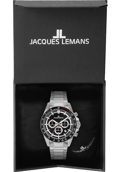 Jacques Lemans 1-2207a Lıverpool Chronograph Erkek Kol Saati Gümüş - Siyah