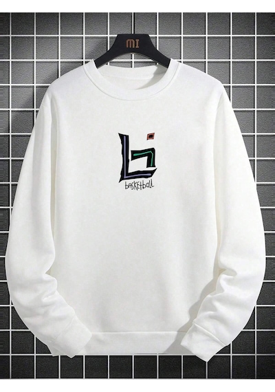 Adrift Coko Serisi Basketball And Slogan Graphic Sweatshirt Beyaz