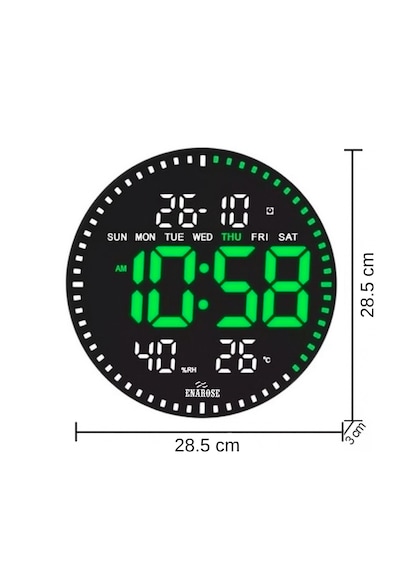 Enarose Awc25860-1 3d Led Duvar Saati Petrol Yeşili