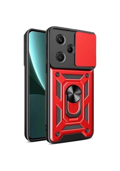 Xiaomi Redmi Note 13 Pro Plus Uyumlu Kılıf Pars Lens Yüzüklü Silikon - Kırmızı