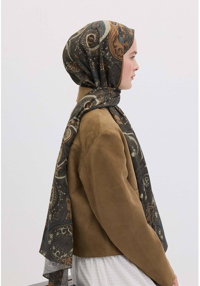 Freshscarfs Etnic Paisley Desen Şal Tozlu Kahve