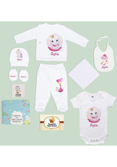 Bk Kids Kişiye Özel Beyaz Yeni Doğan Hastane Çıkışı, Anne-bebek Günlüğü, Bebek Body Zıbın, 10 Parça Bebek Hediye Seti-2