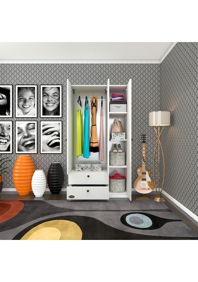 Kenzlife Gardırop 3 Kapılı Kapaklı 2 Çekmeceli Manolya Byz 173 90 42 Gardolap Dolap Ofis