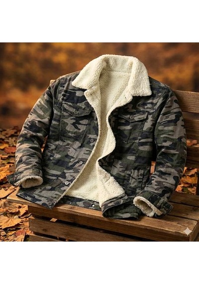 Alaska The Last Frontier Lion R İçi Kürklü Kamuflaj Desenli Denim Kumaş Kot Ceket