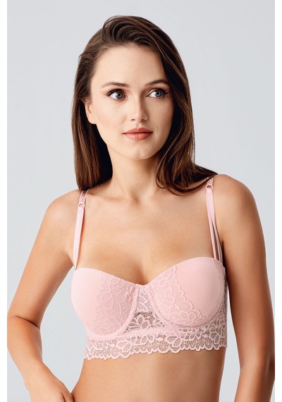 Newbra Destekli Straplez Bralet Sütyen - Pudra