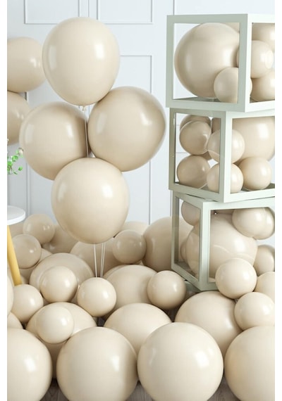 Retro Deniz Kumu Balon Bej 20 Adet 12inç Standart
