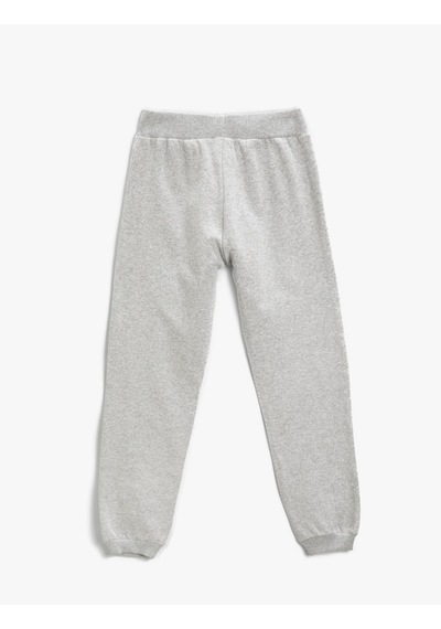 Koton Basic Baskılı Jogger Eşofman Altı Belden Bağlamalı Gri 3wkg40015ak
