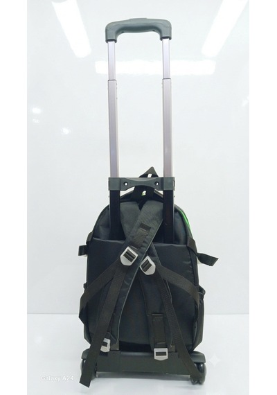 2 Kademeli Çekçekli Tekerlekli Karekter Desenli Laptop Bölmeli İlkokul Sırt Çantası 40 27 17 Cm Siyah/yeşil