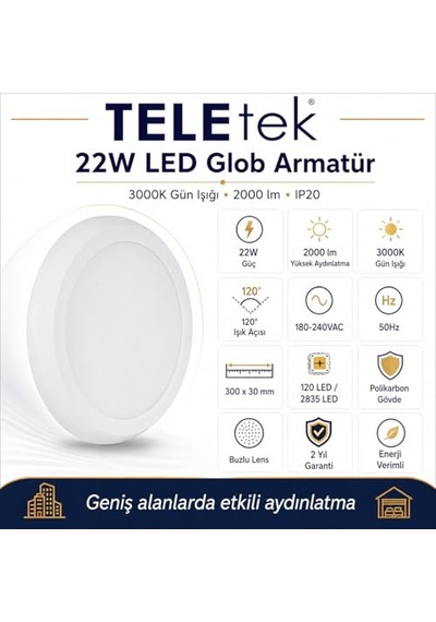 22w 3000k Ip 20 Led Glob 10 Parça Siyah