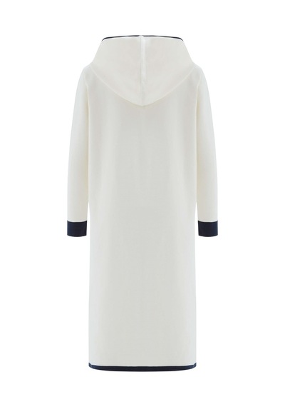 Peraluna Nara Long Cardigan %100 Pamuk Kapüşonlu Kadın Triko Hırka Ekru/lacivert-ekru/lacivert Ekru - Lacivert