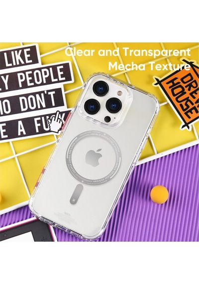 Rock Apple Uyumlu iPhone 14 Pro Air Serisi Magsafe Şeffaf Silikon Kılıf Şeffaf