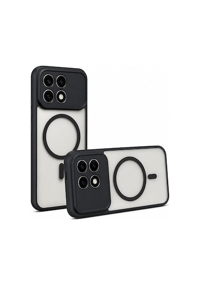 Xiaomi Poco F8 Pro Kılıf Magsafe Şarj Özellikli Kamera Korumalı Arkası Buzlu Şeffaf Lunex Kapak Siyah