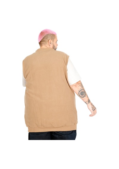 Mode Xl Büyük Beden Erkek Düğmeli Selanik Yelek 20545 Sutlu Kahve Sütlü Kahverengi