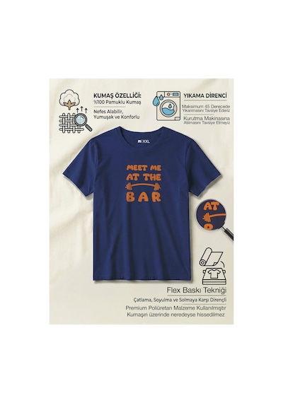North Whiskers Meet Me At The Bar Halter Baskılı Spor Lacivert Unisex %100 Pamuk T-shirt Lacivert - 875705786 Lacivert - 875705786 Lacivert
