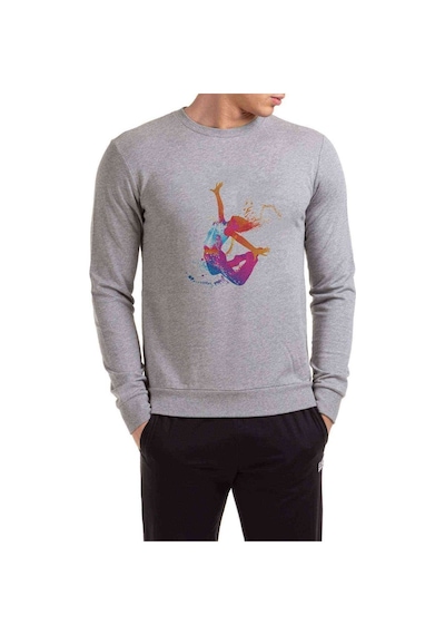 Silhouette Zumba Dance Baskılı Gri Erkek Örme Sweatshirt