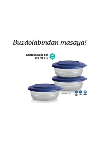 Kristalin Kase Set 3'lü 275 Ml Mavi - 90973738 Mavi