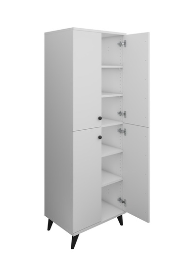 Simple Çok Amaçlı Dolap 5 Raflı 4 Kapaklı 60x44x176 Beyaz Beyaz