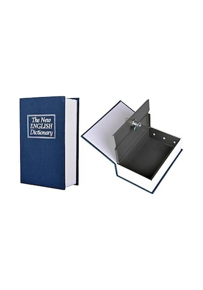 Büyük Boy Kitap Görünümlü Anahtarlı Çelik Kasa Altın Takı Kutusu Kasa Kumbara Kilitli Sandık 180x115