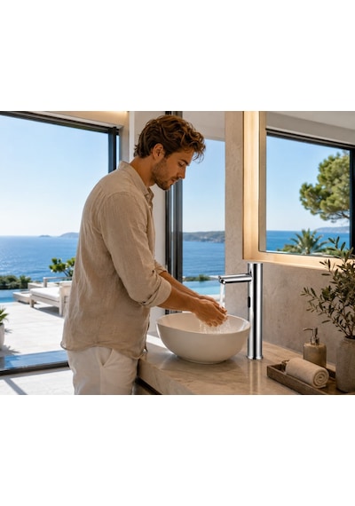 Smart Çanak Tek Su Fotoselli Krom Lavabo Bataryası Acar 01.02.800 Altın