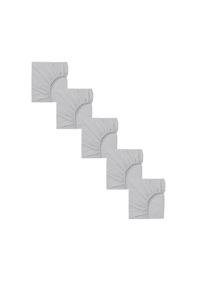 5 Adet 65 X 95 + 10 Cm Anne Yanı Lastikli Penye Kumaş Bebek Çarşafı-gri