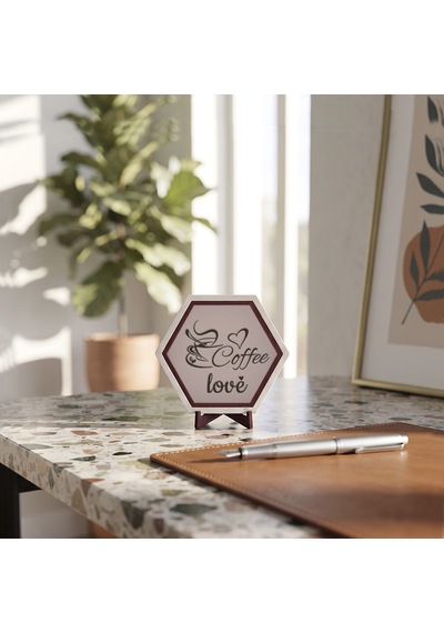 Minimalist Coffee Love Temalı Masaüstü Objesi Modern Çizgileriyle Yaşam Alanlarınıza Şıklık Katan Dekoratif Süs 10x10 Cm, Yavru Ağzı