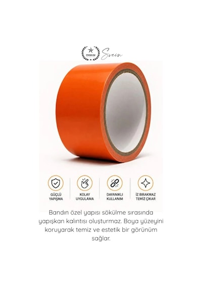 Sabitlemebandı İz Bırakmaz Turuncu Geçici Aksesuar Sabitleme Bandı 45mm X 25m Oto Cam Montaj Spoile Standart