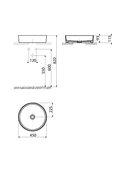 Creavit LP145-00KK Loop Yuvarlak Çanak Lavabo Kömür Karası 45 CM