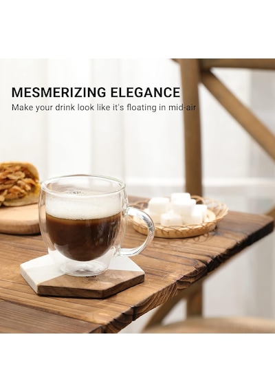 Çift Duvar Cam Kahve Kupaları 4-6oz Yalıtımlı Kahve Fincanı Seti - Çift Espresso, Cappuccino, Latte, Sıcak/soğu Diğer
